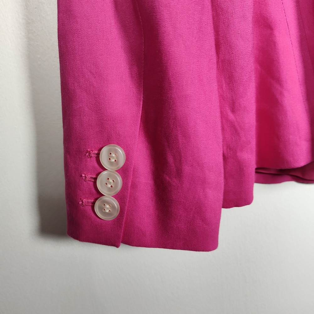 LOFT Womens Fuchsia Pink Shawl Collar Open Front Linen Blazer Jacket Size 4 NWT - Picture 6 of 11